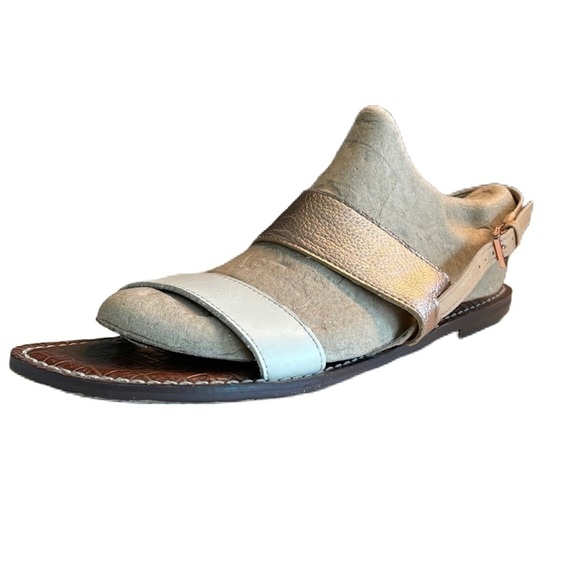 Sz9.5 Sam Edelman Cream/Copper Leather 2 strap with adj ankle strap EUC - Picture 4 of 13